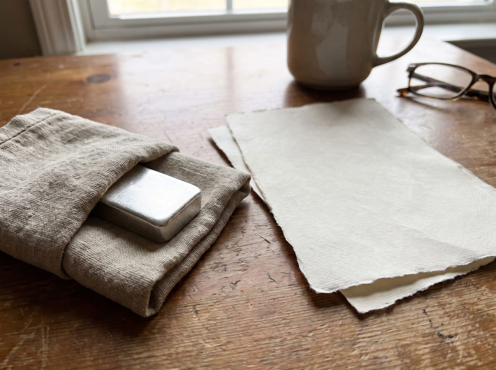 Unbranded bar beside blank paper.